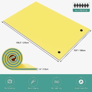 YITAHOME 9' X 6' Lake Floats Floating Mat Water Mat Inflatable Rafts Lily Pad Pools Beach, XPE Floating Island for Kid Adults, Yellow