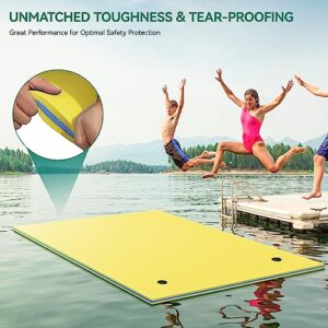 YITAHOME 9' X 6' Lake Floats Floating Mat Water Mat Inflatable Rafts Lily Pad Pools Beach, XPE Floating Island for Kid Adults, Yellow