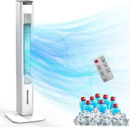 41'' Portable Air Conditioners, 3-1 Evaporative Air Cooler w/Remote, 15H Timer, 90° Swing, Portable AC with 1700ML Water Tank, 8 Ice Boxes, 3 Modes 3 Speeds Cooling Tower Fan For Room Home Office