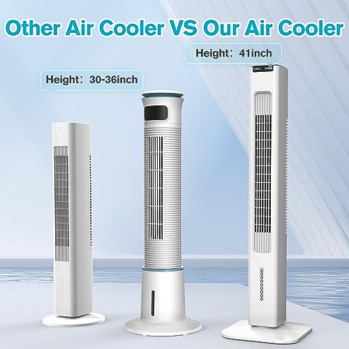 41'' Portable Air Conditioners, 3-1 Evaporative Air Cooler w/Remote, 15H Timer, 90° Swing, Portable AC with 1700ML Water Tank, 8 Ice Boxes, 3 Modes 3 Speeds Cooling Tower Fan For Room Home Office