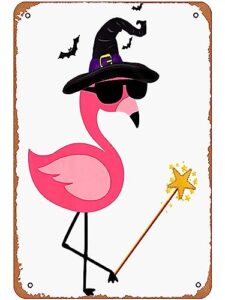 flamingo witch hat halloween flamingo lover premium metal signs vintage man cave bar 8x12inch