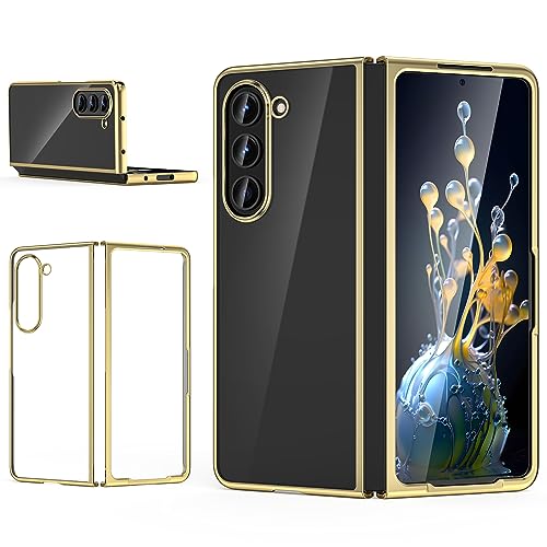 MATEPROX Clear Cases for Samsung Galaxy Z Fold 5 Case, Slim Thin Lightweight Protective Transparent Phone Cover with Electroplated Frame for for Samsung Galaxy Z Fold 5 5G-Gold