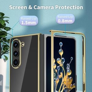 MATEPROX Clear Cases for Samsung Galaxy Z Fold 5 Case, Slim Thin Lightweight Protective Transparent Phone Cover with Electroplated Frame for for Samsung Galaxy Z Fold 5 5G-Gold