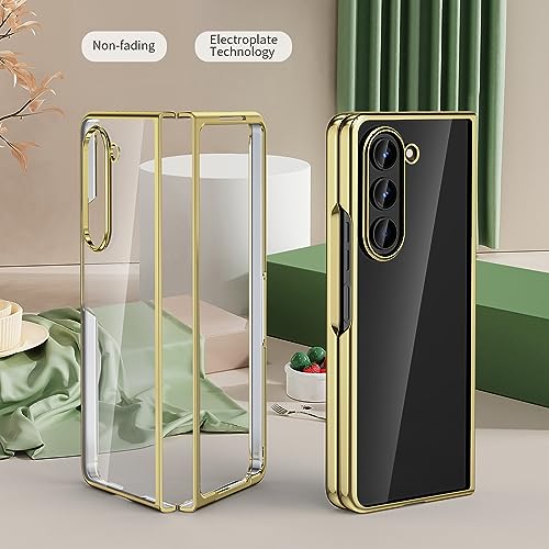 MATEPROX Clear Cases for Samsung Galaxy Z Fold 5 Case, Slim Thin Lightweight Protective Transparent Phone Cover with Electroplated Frame for for Samsung Galaxy Z Fold 5 5G-Gold