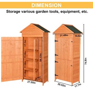 FRANSOUL Outdoor Wood Storage Shed Garden Storage Room, Waterproof Large Tool Storage Cabinet with Lockable Doors for Patio, Backyard, Lawn, Meadow, Farmland, Natural