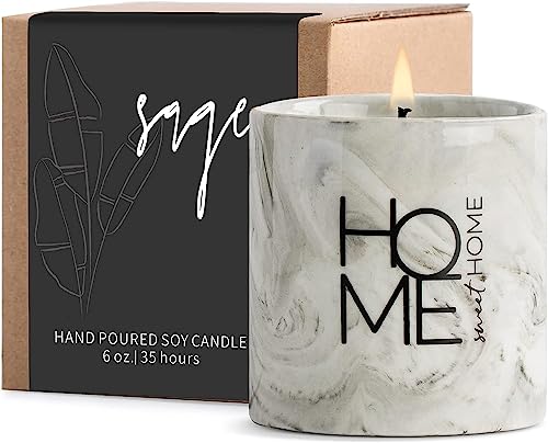 Freejac New Home Gift for Home Sweet Home Decor Housewarming Gift for Women Men Friends House Warming Decoration Party New Homeowner Gifts for Someone Moving Away Sage Scented Candle for Stress Relief