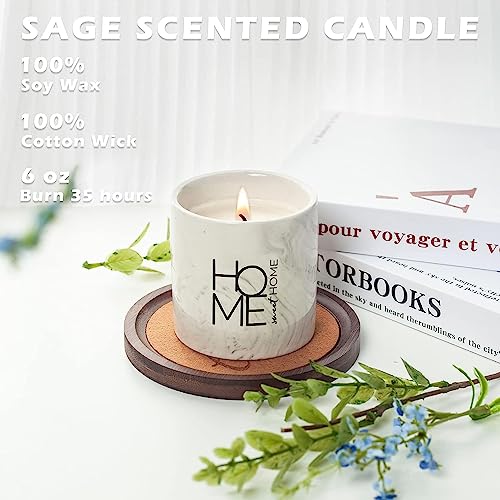 Freejac New Home Gift for Home Sweet Home Decor Housewarming Gift for Women Men Friends House Warming Decoration Party New Homeowner Gifts for Someone Moving Away Sage Scented Candle for Stress Relief