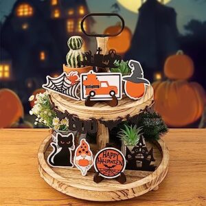 Halloween Tiered Tray Decor Bundle Wooden Mini Sign Living Room Fireplace Farmhouse Decors for Tiered Tray Office Tiered Tray Set Tiered Tray Decors Set Tiered Tray Items Bedroom Wooden Decor