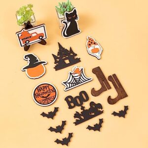 Halloween Tiered Tray Decor Bundle Wooden Mini Sign Living Room Fireplace Farmhouse Decors for Tiered Tray Office Tiered Tray Set Tiered Tray Decors Set Tiered Tray Items Bedroom Wooden Decor