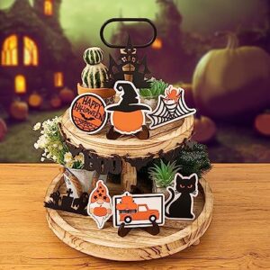 Halloween Tiered Tray Decor Bundle Wooden Mini Sign Living Room Fireplace Farmhouse Decors for Tiered Tray Office Tiered Tray Set Tiered Tray Decors Set Tiered Tray Items Bedroom Wooden Decor