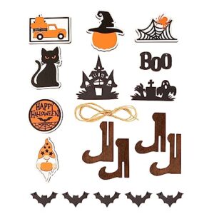 Halloween Tiered Tray Decor Bundle Wooden Mini Sign Living Room Fireplace Farmhouse Decors for Tiered Tray Office Tiered Tray Set Tiered Tray Decors Set Tiered Tray Items Bedroom Wooden Decor
