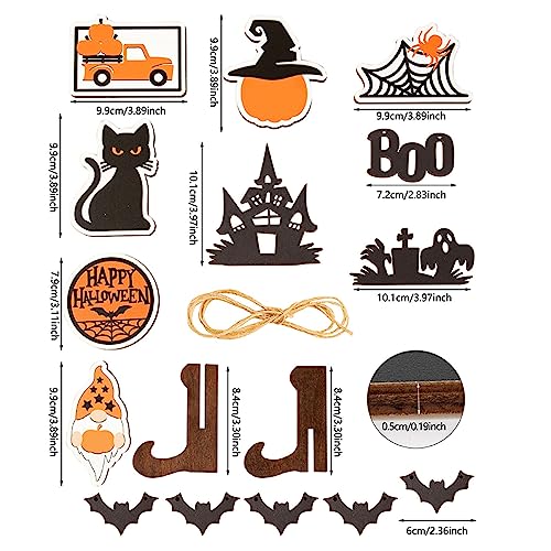 Halloween Tiered Tray Decor Bundle Wooden Mini Sign Living Room Fireplace Farmhouse Decors for Tiered Tray Office Tiered Tray Set Tiered Tray Decors Set Tiered Tray Items Bedroom Wooden Decor