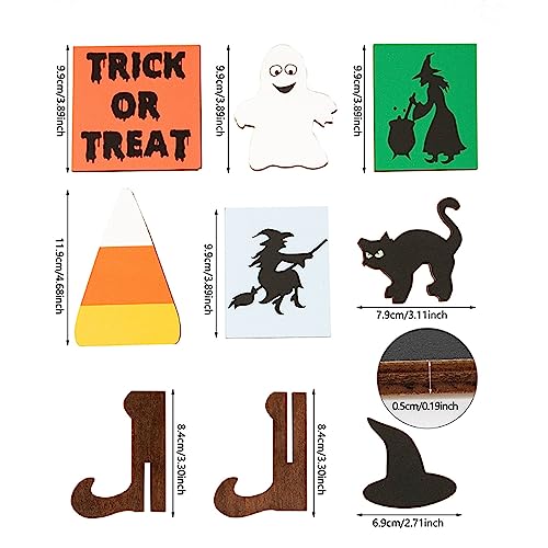 Halloween Tiered Tray Decors Set for Office Tiered Tray Items Wood Sign Wooden Signs Mini Signs Tabletop Signs Tier Tray Decor Bathroom Wooden Decorations