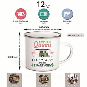 Classy Saucy Gift for Smart Assy Camper Queen 12oz Enamel Silver Mug