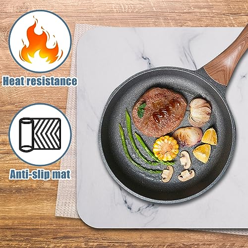 Stone Dish Drying Mat For Kitchen Counter - Diatomite Stone Dish Drying Mat, Quick Drying Non-Slip Heat Resistant Hard Diatomaceous Mat for Dishes Baby Bottles and Dish Drainer Rack (15.7x11.8 Inch)