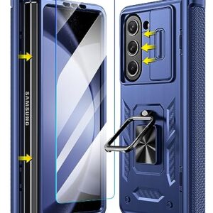 Caka Case Designed for Galaxy Z Fold 5 Case with Screen Protector, 360°Ring Magnetic Kickstand & Camera Cover & Hinge Protector for Samsung Galaxy Z Fold 5 Phone - Navy Blue