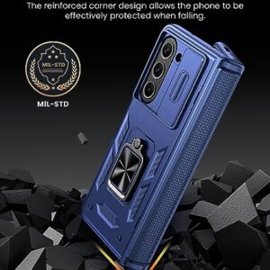 Caka Case Designed for Galaxy Z Fold 5 Case with Screen Protector, 360°Ring Magnetic Kickstand & Camera Cover & Hinge Protector for Samsung Galaxy Z Fold 5 Phone - Navy Blue