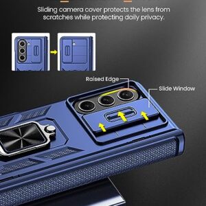 Caka Case Designed for Galaxy Z Fold 5 Case with Screen Protector, 360°Ring Magnetic Kickstand & Camera Cover & Hinge Protector for Samsung Galaxy Z Fold 5 Phone - Navy Blue