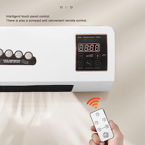 Air Conditioner Fan Warm Fan with Remote Control, Portable Air Conditioner Natrue Fan, Small Air Conditioner Heater Portable Wall Mounted Air Conditioning Hot Fan for Office, Bedroom, Living Room