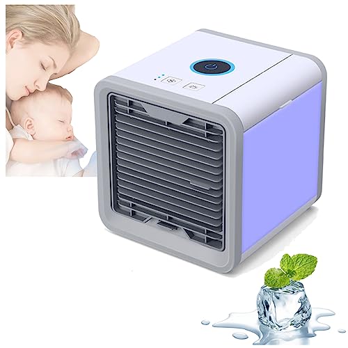 Portable Air Conditioners,Evaporative Air Cooler Powerful, Quiet, Lightweight and Portable Space Cooler with Hydro USB Quiet Air Cooler for Room Office Desk (A)