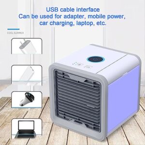 Portable Air Conditioners,Evaporative Air Cooler Powerful, Quiet, Lightweight and Portable Space Cooler with Hydro USB Quiet Air Cooler for Room Office Desk (A)