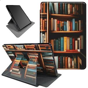 bfserobj for kindle fire 7 tablet case 9th/7th generation 2019/2017 release 7 inch 360 rotating degree stand lightweight protective smart cover with auto wake/sleep - bookshelf