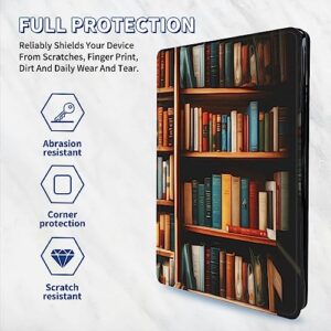 BFSEROBJ for Kindle Fire 7 Tablet Case 9th/7th Generation 2019/2017 Release 7 inch 360 Rotating Degree Stand Lightweight Protective Smart Cover with Auto Wake/Sleep - Bookshelf