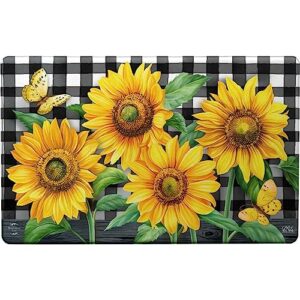 checkered sunflowers fall comfort mat 30" x 18" briarwood lane