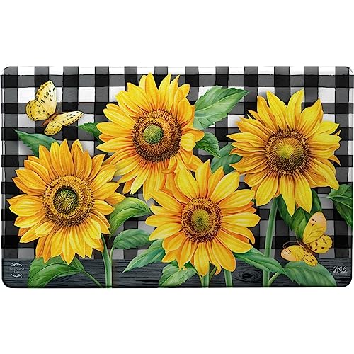 Checkered Sunflowers Fall Comfort Mat 30" x 18" Briarwood Lane