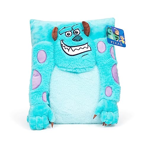 Jay Franco Disney Monsters Inc. Sully 3D Snuggle Plush Pillow - Super Soft Blue Pillow - Measures 15 Inches