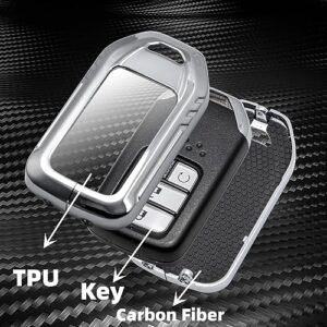 Real Carbon Fiber Key Fob Cover, Zinc Alloy Key Cover,Keychain Key Fob Case Compatible with Honda Accord Civic CRV Pilot Ridgeline Odyssey Passport (TpyeB-Black)