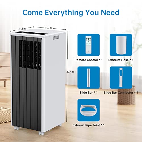 ACONEE 8000 BTU Portable Air Conditioners Cools up to 350 Sq.ft, Portable AC Unit with Cool, Dry, Fan Modes, Remote Control, Window Kit, Personal AC Unit for Bedroom