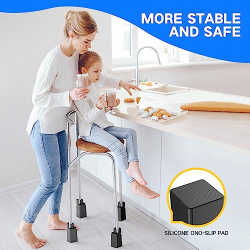 XNN Furniture Risers Adjustable Bed Risers 4 Inch with Screw Clamps, Heavy Duty Risers Suitable for 0.8-1.6" Small Furniture Legs, Table Chair Sofa Cabinet Risers, Supports 20000 LBS (Black 4 Pack).