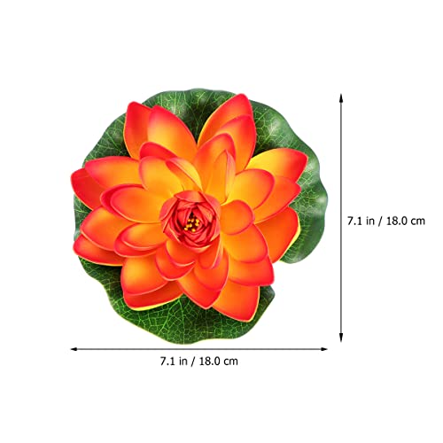 HOMSFOU Lotus Flower Artificial Lotus Floating Flowers 6Pcs Foam Water Lily Pond Plants Decorations Frog for Home Garden Pool Aquarium Ornament Decoration Red Pool Lilly Pad