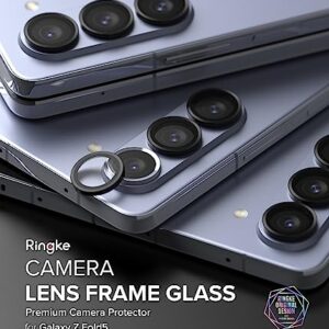Ringke Camera Lens Frame Glass Compatible with Samsung Galaxy Z Fold 5 Camera Lens Protector, Tempered Glass Covers and Aluminum Alloy Frames - Black