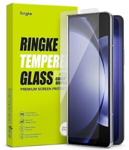 ringke cover display glass [shatterproof coverage] compatible with samsung galaxy z fold 5 screen protector for exterior cover display, tempered glass screen protector