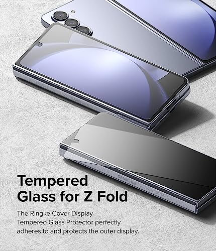 Ringke Cover Display Glass [Shatterproof Coverage] Compatible with Samsung Galaxy Z Fold 5 Screen Protector for Exterior Cover Display, Tempered Glass Screen Protector