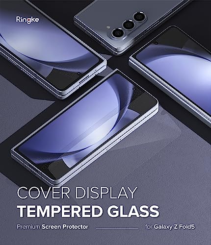 Ringke Cover Display Glass [Shatterproof Coverage] Compatible with Samsung Galaxy Z Fold 5 Screen Protector for Exterior Cover Display, Tempered Glass Screen Protector