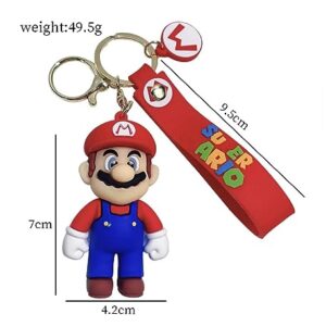 MARALICIA Keychain 3D Mario Friends Pendant Charm for Super Boys and Girls Keyring for Backpack,Handbag,Purse (Friend-Mario)
