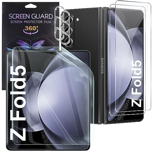 Qoosea [2+2+2 Pack for Samsung Galaxy Z Fold 5 Screen Protector Soft Full Cover Full Inner & Back Screen High Definition Anti Scratch Bubble Free Screen Protector for Galaxy Z Fold 5