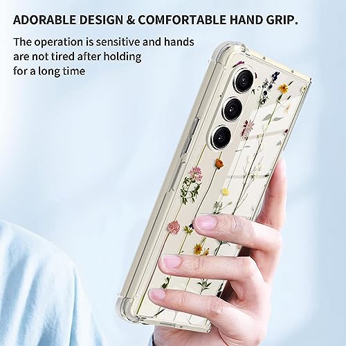 OOK Clear Design for Samsung Galaxy Z Fold 5 Case with Flower Clear Floral Phone Case Shockproof Hard PC Back Protective Cover for Women Girls Green Flower Case for Galaxy Z Fold 5 (Flower Vine)