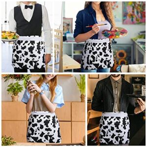 SLNFDKND Cow Print Apron with 3 Pockets Waiter Server Half Apron for Women Men Serving Restaurant Chef Adjustable Apron