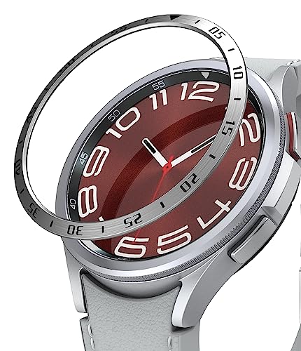 Ringke Bezel Styling [Stylish Stainless Steel Frame] Compatible with Samsung Galaxy Watch 6 Classic Case (43mm), Anti Scratch Protector Adhesive Lightweight Cover Accessory - 43-01 (ST) Silver