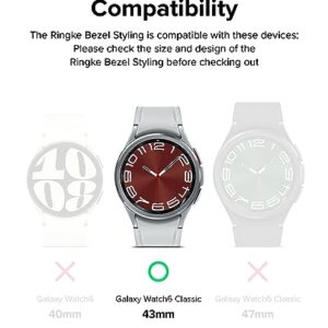 Ringke Bezel Styling [Stylish Stainless Steel Frame] Compatible with Samsung Galaxy Watch 6 Classic Case (43mm), Anti Scratch Protector Adhesive Lightweight Cover Accessory - 43-01 (ST) Silver