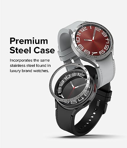 Ringke Bezel Styling [Stylish Stainless Steel Frame] Compatible with Samsung Galaxy Watch 6 Classic Case (43mm), Anti Scratch Protector Adhesive Lightweight Cover Accessory - 43-01 (ST) Silver