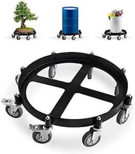 migoda heavy duty steel drum dolly, 55 gallon steel frame with 8 swivel caster wheels, 2000 lbs capacity, anti-tipping design fits for workshops and warehouses