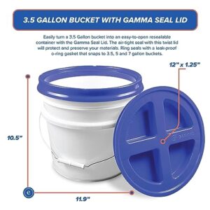 3.5 Gallon White Bucket with Green Gamma Screw on Lid (Pack of 1), Food Grade Storage, Premium HPDE Plastic, BPA Free, Durable 90 Mil All Purpose Pail, Made in USA