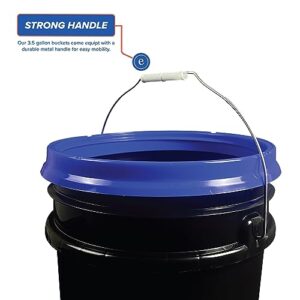 3.5 Gallon Black Bucket with Black Gamma Screw on Lid (Pack of 1), Food Grade Storage, Premium HPDE Plastic, BPA Free, Durable 90 Mil All Purpose Pail, Made in USA