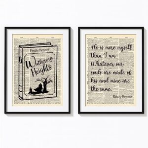 wuthering heights quotes on upcycled vintage dictionary art print quotes and sayings print - unframed 9 x 12 inches gift for wuthering heights fans
