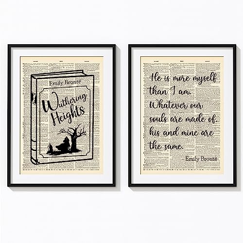 Wuthering Heights Quotes on Upcycled Vintage Dictionary Art Print Quotes and Sayings Print - UNFRAMED 9 X 12 inches Gift For Wuthering Heights Fans